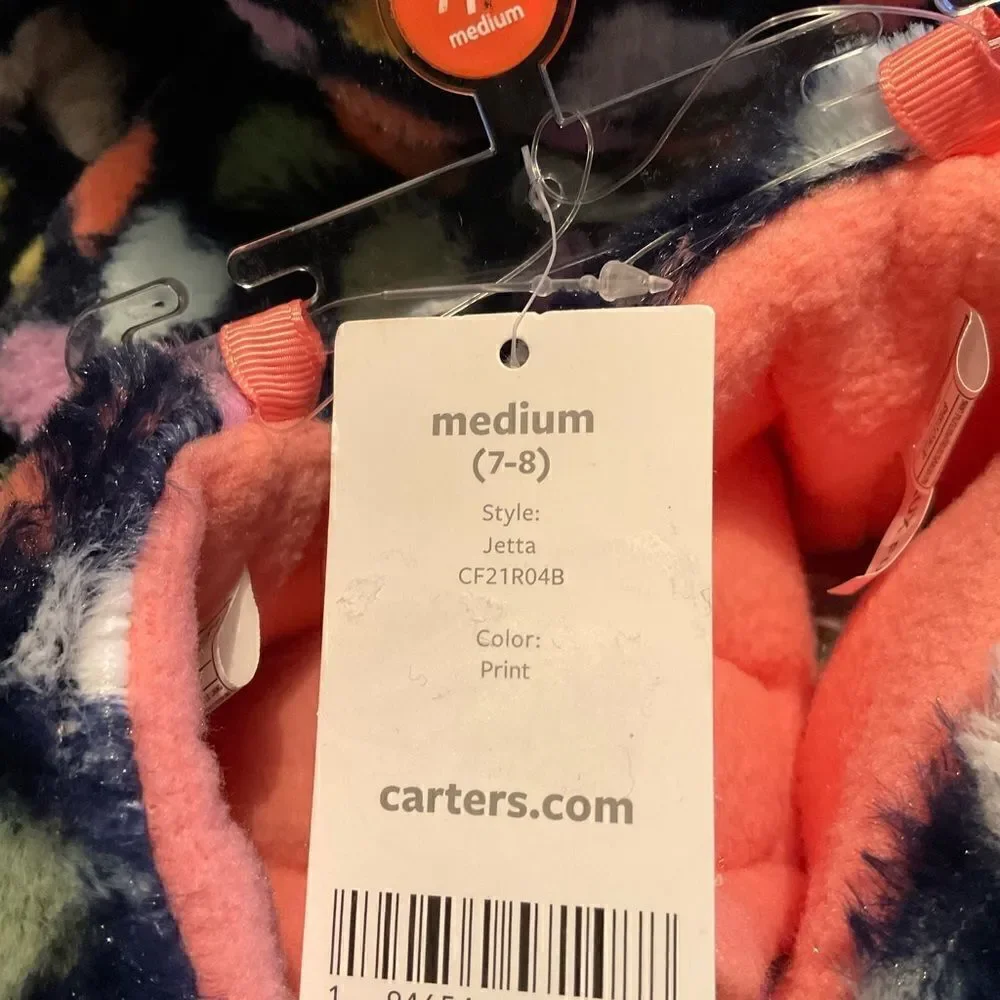Carter’s Girls Jette Faux Fur Slippers with Heart Pattern